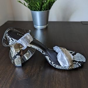 Snake Print Patterned Block Heel Sandal